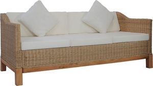 vidaXL 3-osobowa sofa z poduszkami, naturalny rattan 1