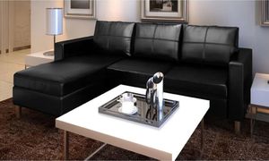vidaXL sofa 3-osobowa, skóra syntetyczna, czarna (241979) 1