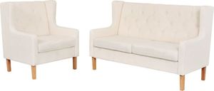 vidaXL Zestaw wypoczynkowy - sofa i fotel, kremowe 1