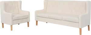 vidaXL Zestaw wypoczynkowy sofa i fotel, kremowe 1