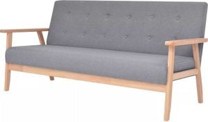 vidaXL Sofa 3-osobowa, tapicerowana tkaniną, jasnoszara 1