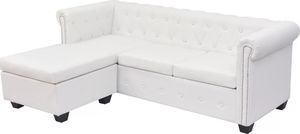 vidaXL Sofa Chesterfield w kształcie litery L, sztuczna skóra, biała 1