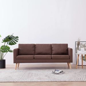 vidaXL 3-osobowa sofa tapicerowana tkaniną, brązowa 1