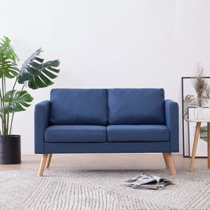 vidaXL 2-osobowa sofa tapicerowana tkaniną, niebieska 1