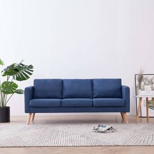 vidaXL 3-osobowa sofa tapicerowana tkaniną, niebieska 1