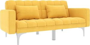 vidaXL Sofa rozkładana, żółta, tapicerowana tkaniną 1