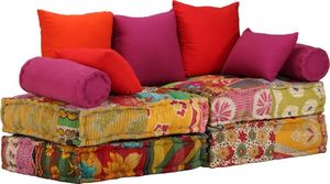vidaXL Modułowa sofa patchworkowa, 2-osobowa 1