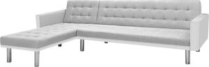 vidaXL Sofa narożna z tkaniny, 218 x 155 x 69 cm, biało-szara 1