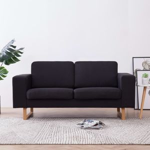 vidaXL 2-osobowa sofa tapicerowana tkaniną, czarna 1