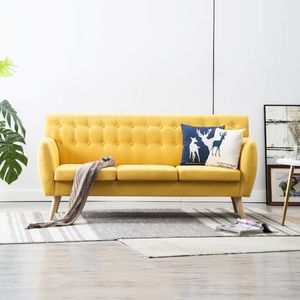 vidaXL 3-osobowa sofa tapicerowana tkaniną, 172x70x82 cm, żółta 1