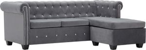 vidaXL Sofa Chesterfield z leżanką, aksamit, 199 x 142 x 72 cm, szara 1