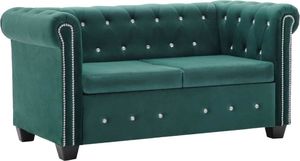 vidaXL Sofa Chesterfield, 2-os., obita aksamitem, 146x75x72cm, zielona 1