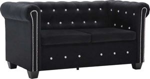 vidaXL Sofa Chesterfield, 2-os., obita aksamitem, 146x75x72 cm, czarna 1