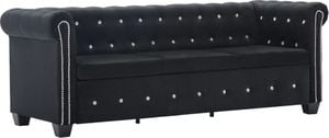 vidaXL Sofa Chesterfield, 3-os., obita aksamitem, 199x75x72 cm, czarna 1