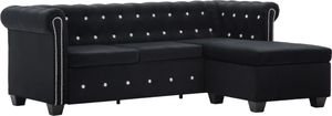 vidaXL Sofa Chesterfield z leżanką, aksamit, 199 x 142 x 72 cm, czarna 1