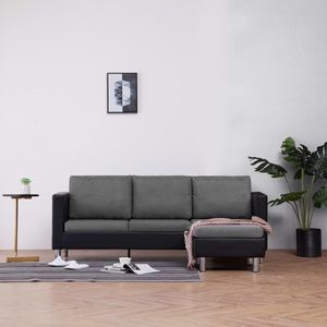 vidaXL 3-osobowa sofa z poduszkami, czarna, sztuczna skóra 1