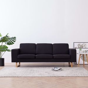vidaXL 3-osobowa sofa tapicerowana tkaniną, czarna 1
