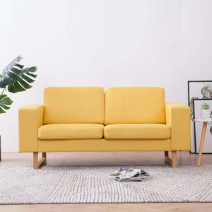 vidaXL Sofa 2-osobowa, tapicerowana tkaniną, żółta 1