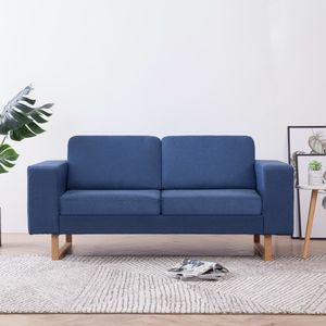 vidaXL 2-osobowa sofa tapicerowana tkaniną, niebieska 1
