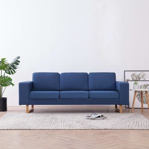 vidaXL 3-osobowa sofa tapicerowana tkaniną, niebieska 1