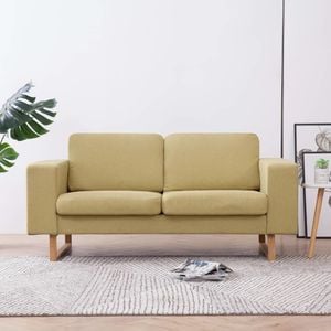 vidaXL 2-osobowa sofa tapicerowana tkaniną, zielona 1