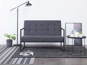 vidaXL 2-osobowa sofa z podłokietnikami, ciemnoszara, stal i tkanina 1
