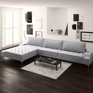 vidaXL Sofa w kształcie L, kremowo-szara, XXL, 326x163x83 cm 1