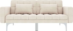 vidaXL Sofa rozkładana, kremowa, tapicerowana tkaniną 2