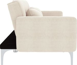 vidaXL Sofa rozkładana, kremowa, tapicerowana tkaniną 3