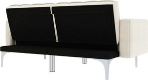 vidaXL Sofa rozkładana, kremowa, tapicerowana tkaniną 4