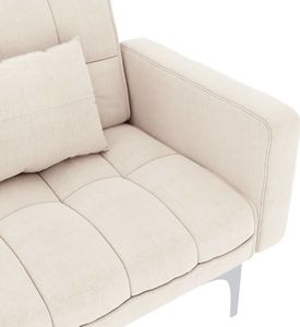 vidaXL Sofa rozkładana, kremowa, tapicerowana tkaniną 7