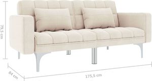 vidaXL Sofa rozkładana, kremowa, tapicerowana tkaniną 8