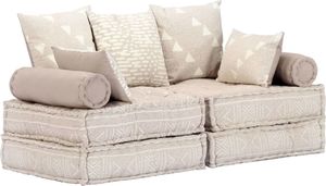 vidaXL 2-osobowa, rozkładana sofa modułowa, beżowa, tkanina 1