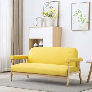 vidaXL 3-osobowa sofa tapicerowana tkaniną, żółta 1