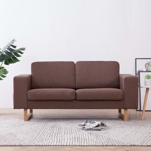 vidaXL 2-osobowa sofa tapicerowana tkaniną, brązowa 1