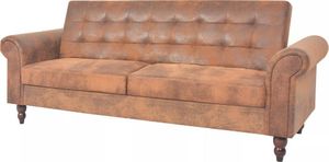 vidaXL Rozkładana sofa z podłokietnikami, sztuczny zamsz, brązowa 1