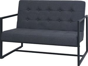 vidaXL 2-osobowa sofa z podłokietnikami, stal i tkanina, ciemnoszara (245525) - 245525 1