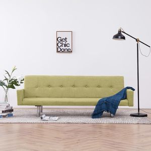 vidaXL Sofa rozkładana z podłokietnikami, zielona, poliester 1