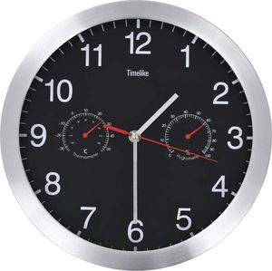 vidaXL zegar ścienny z higrometrem i termometrem, 30 cm, czarny 1