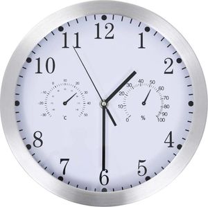 vidaXL zegar ścienny z higrometrem i termometrem, 30 cm, biały (50623) 1