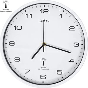 vidaXL Sterowany radiowo zegar z mechanizmem kwarcowym, 31 cm, biały 1