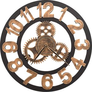vidaXL Zegar ścienny, metalowy, 58 cm, złoto-czarny 1