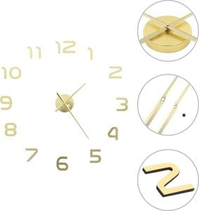 vidaXL zegar ścienny 3D, nowoczesny design, 100 cm, XXL, złoty (50640) 1