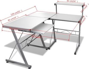 Biurko vidaXL 20059 Białe 139 cm x 115 cm 6