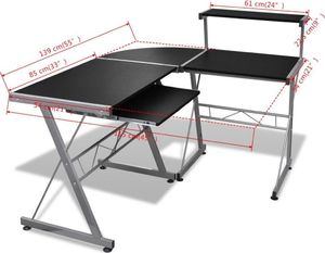 Biurko vidaXL 20057 Czarne 139 cm x 115 cm 6