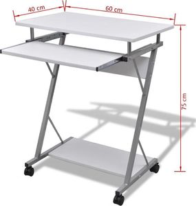Biurko vidaXL 20053 Białe 60 cm x 40 cm 5