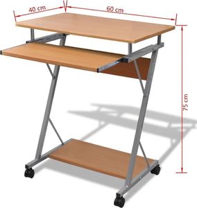 Biurko vidaXL 20052 Brązowe 60 cm x 40 cm 5