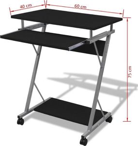 Biurko vidaXL 20051 Czarne 60 cm x 40 cm 5