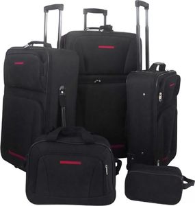 vidaXL Zestaw walizek podróżnych, 5 elementów, kolor czarny 1