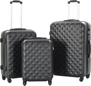 vidaXL Zestaw twardych walizek, 3 szt., czarny, ABS 1